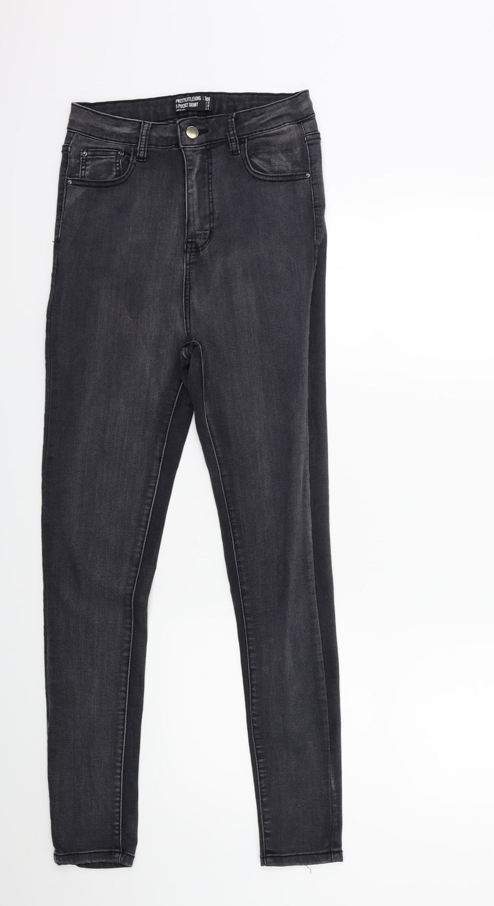 PRETTYLITTLETHING Womens Grey Denim Skinny Jeans Size 10 L27 in
