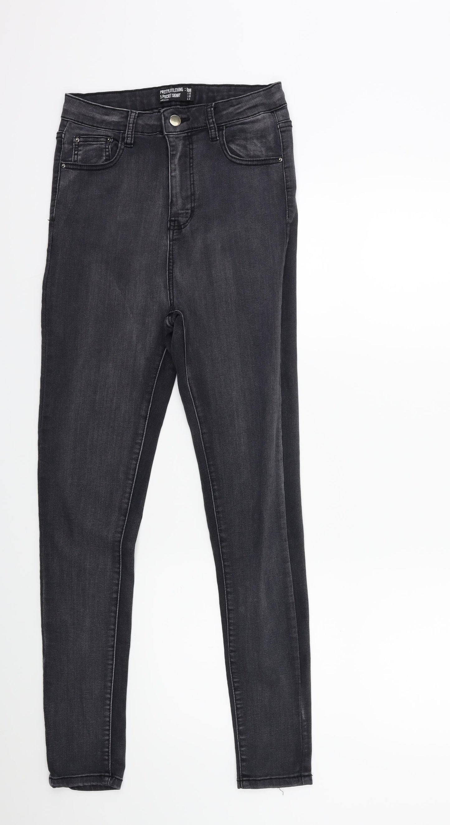 PRETTYLITTLETHING Womens Grey  Denim Skinny Jeans Size 10 L27 in