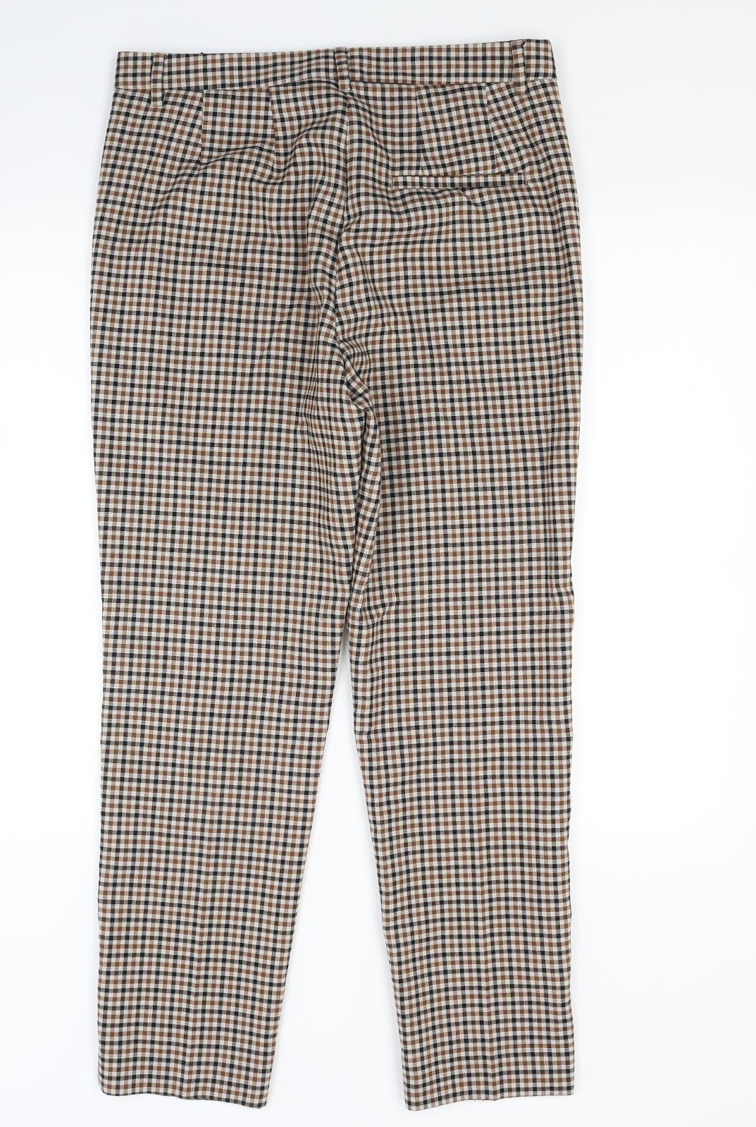 Marks and Spencer Womens Brown Check  Trousers  Size 10 L24 in