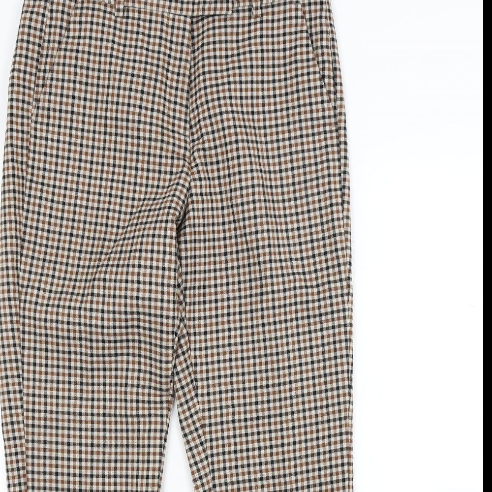 Marks and Spencer Womens Brown Check  Trousers  Size 10 L24 in