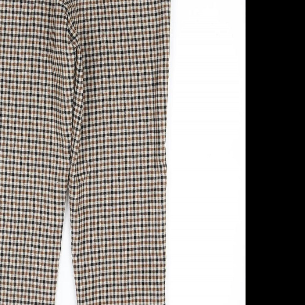 Marks and Spencer Womens Brown Check  Trousers  Size 10 L24 in