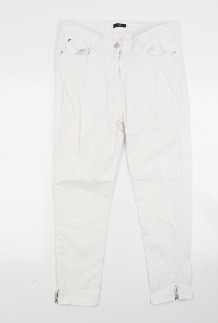 M&Co Womens White Denim Skinny Jeans Size 12 L23 in