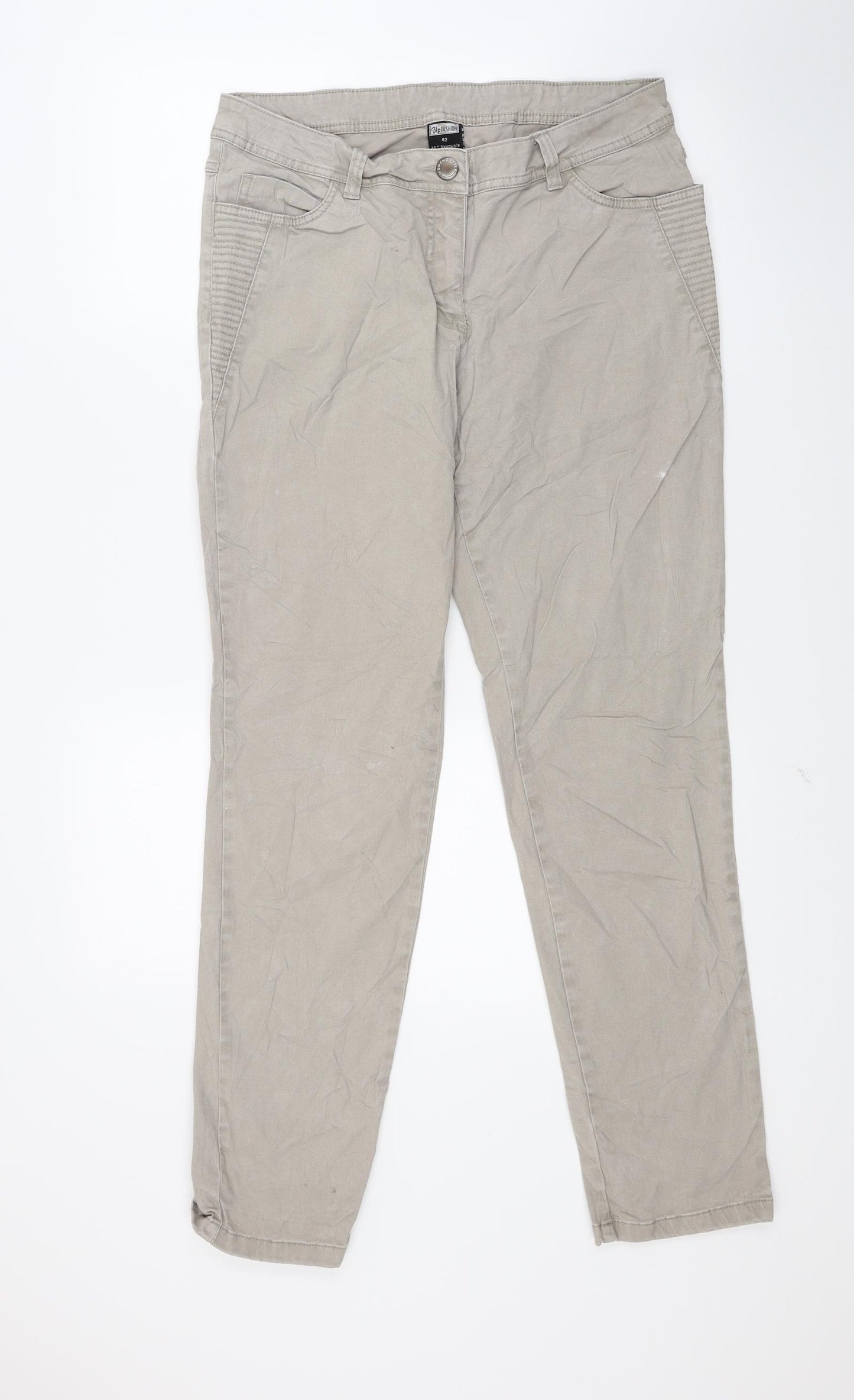 Up Fashion Womens Beige  Denim Skinny Jeans Size 12 L28 in