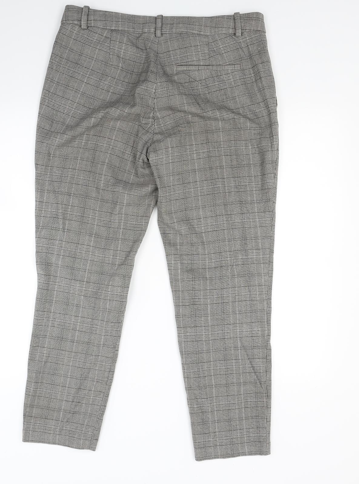 H&M Womens Brown Check  Capri Trousers Size 14 L23 in