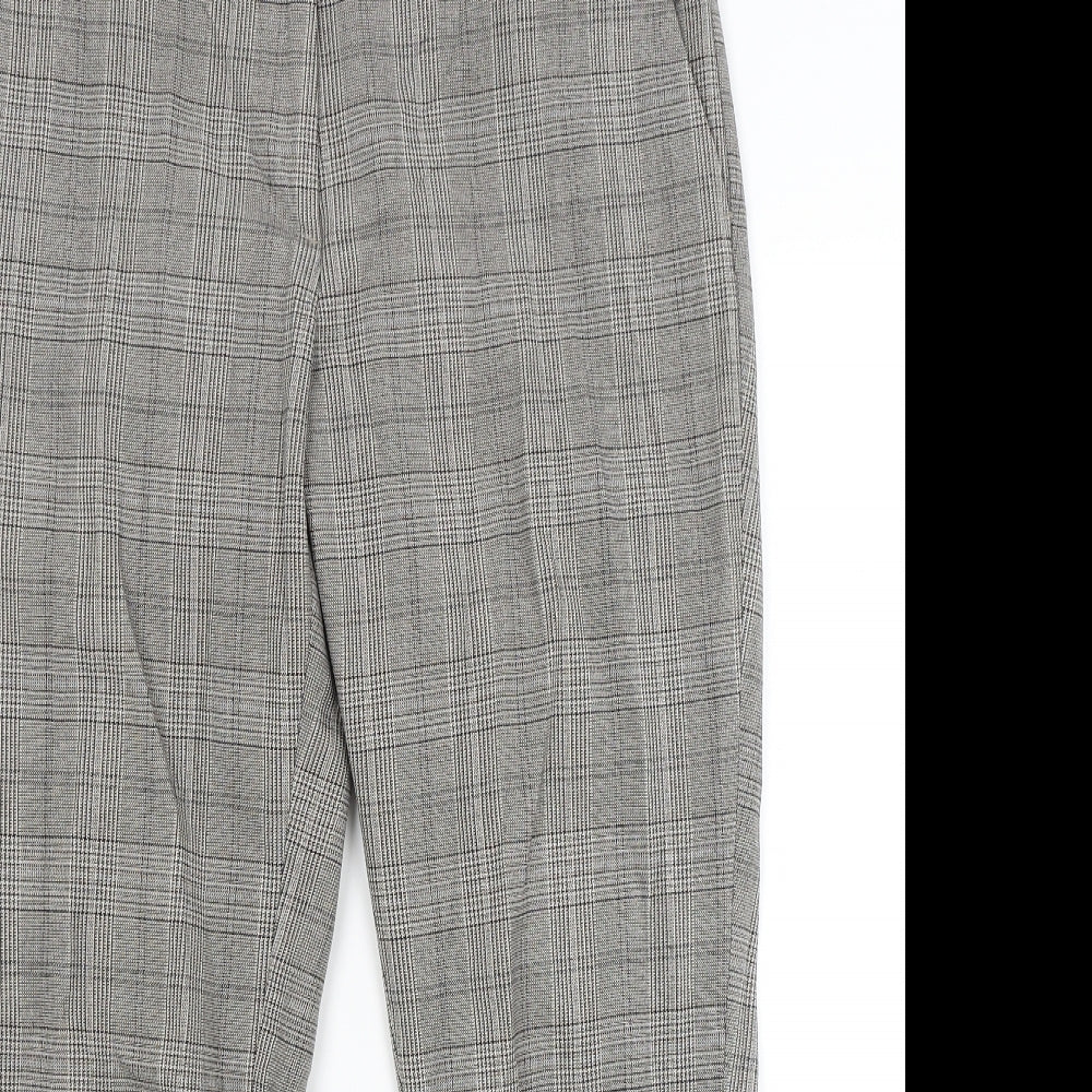 H&M Womens Brown Check  Capri Trousers Size 14 L23 in