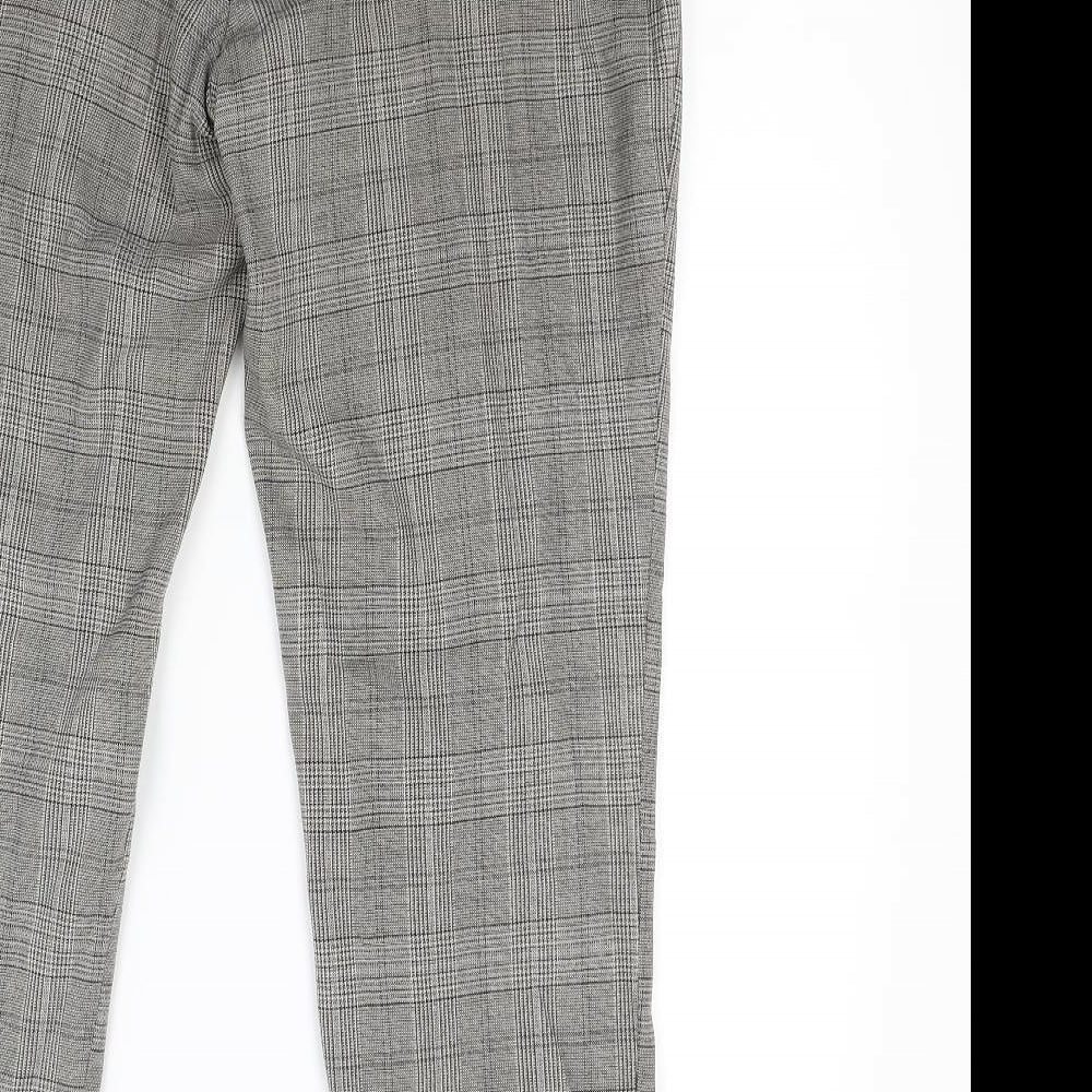 H&M Womens Brown Check  Capri Trousers Size 14 L23 in