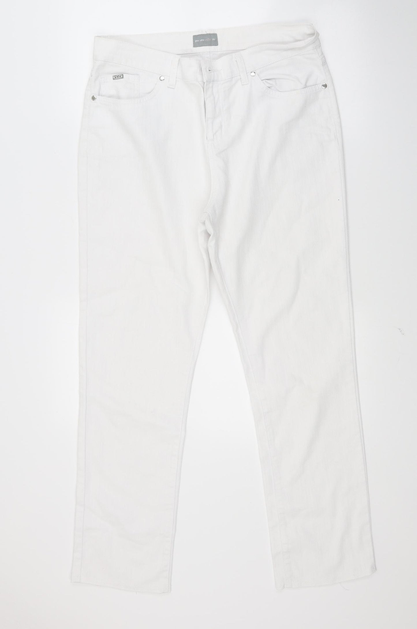 Peruna Womens White  Denim Straight Jeans Size 14 L28 in