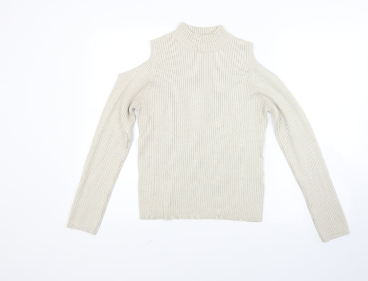 New Look Womens Beige  Knit Pullover Jumper Size 18  - Open Shoulders