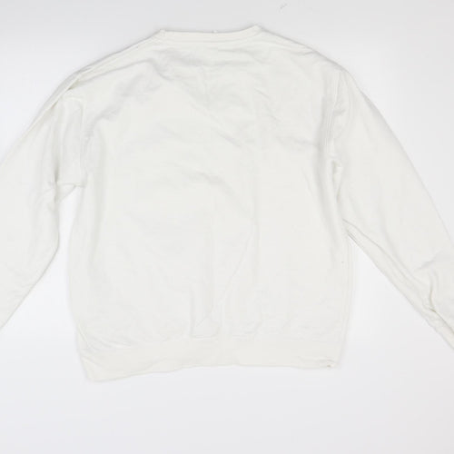 Just hoods Womens White  Blended Fabric Pullover Sweatshirt Size L  - Pregasaurus