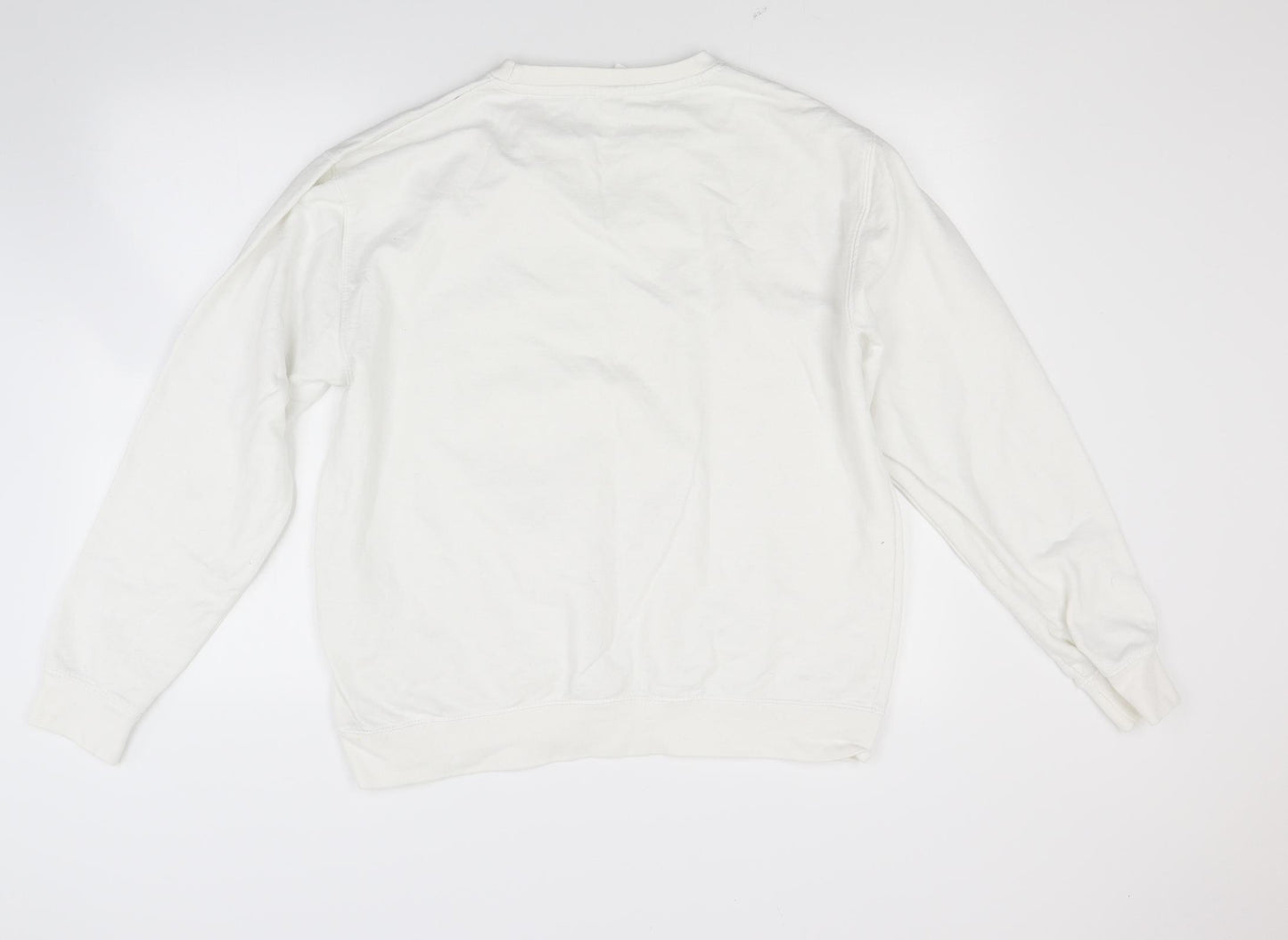 Just hoods Womens White  Blended Fabric Pullover Sweatshirt Size L  - Pregasaurus