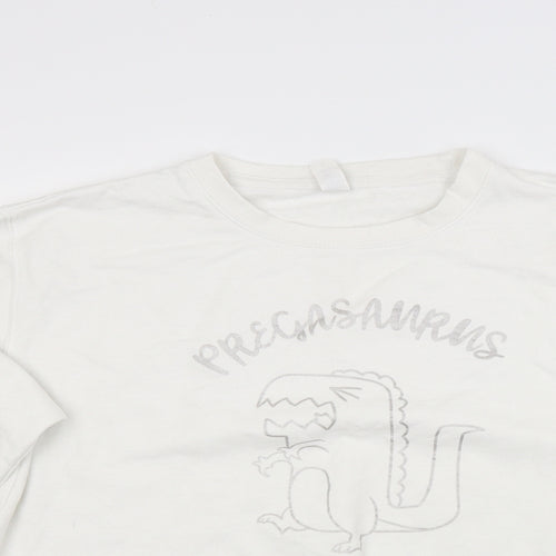 Just hoods Womens White  Blended Fabric Pullover Sweatshirt Size L  - Pregasaurus