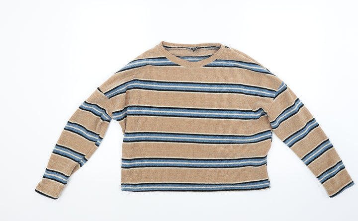 New Look Womens Brown Striped Knit Pullover Jumper Size M