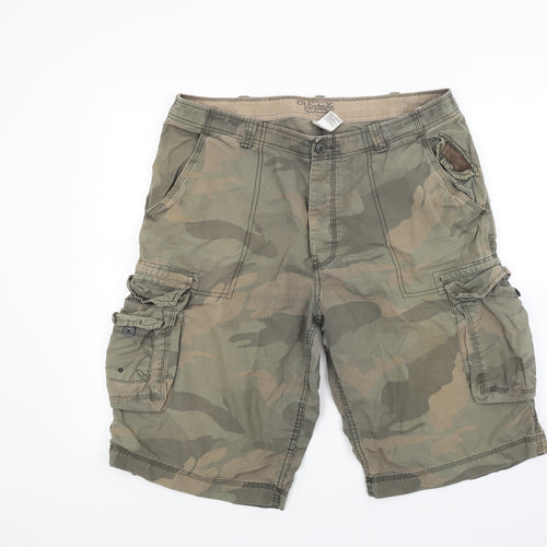Marks and Spencer Mens Green Camouflage  Cargo Shorts Size 36