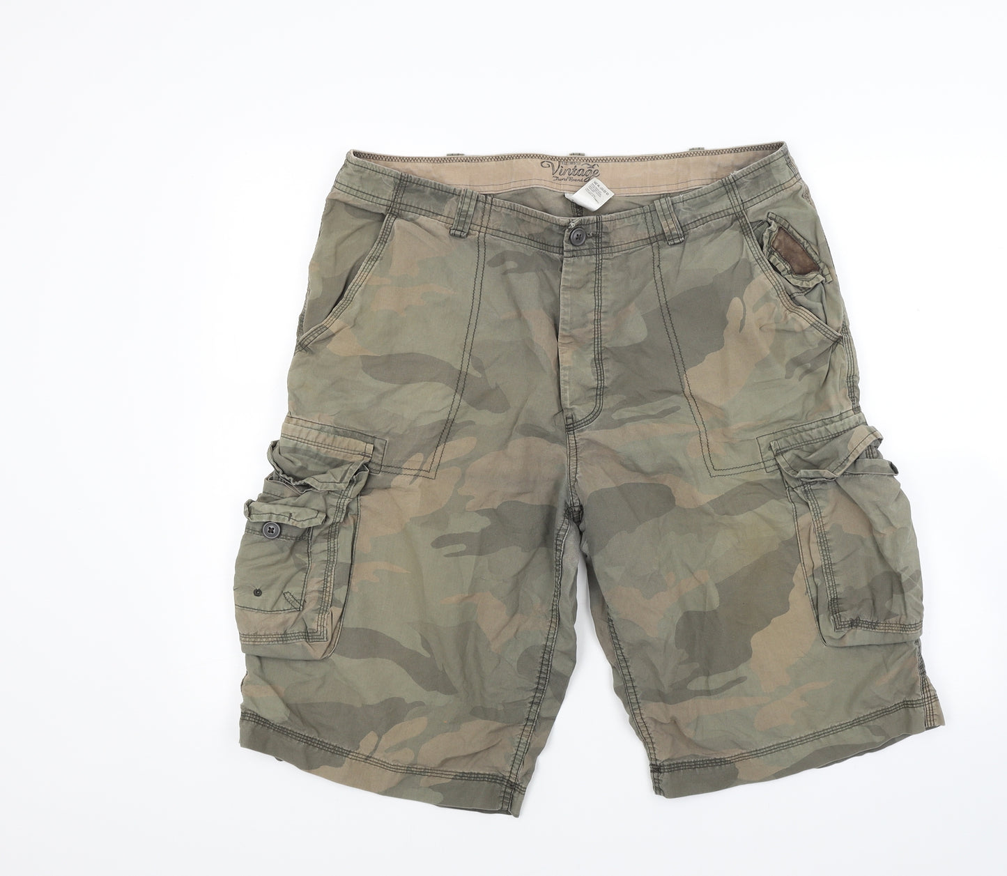 Marks and Spencer Mens Green Camouflage  Cargo Shorts Size 36
