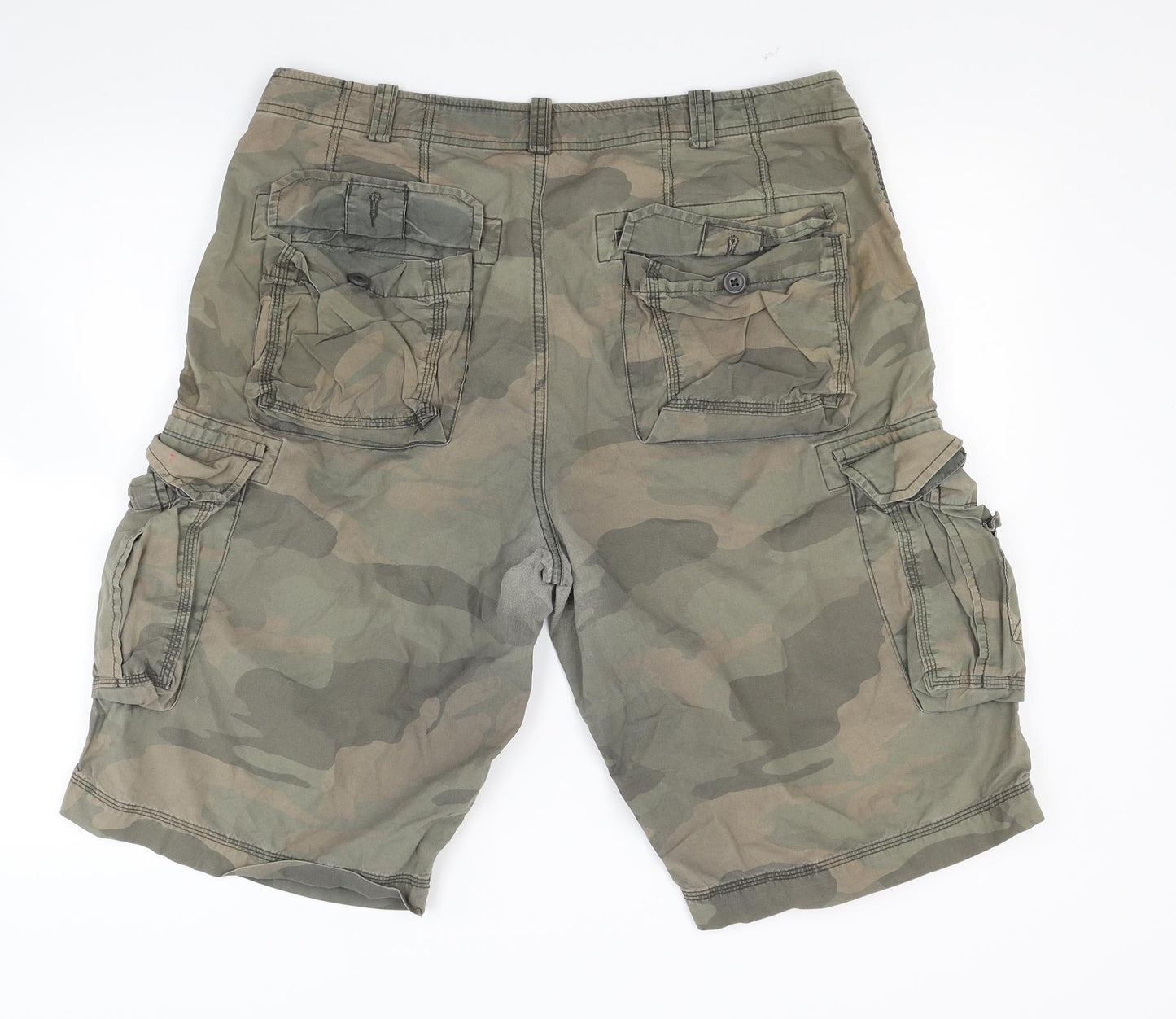 Marks and Spencer Mens Green Camouflage  Cargo Shorts Size 36