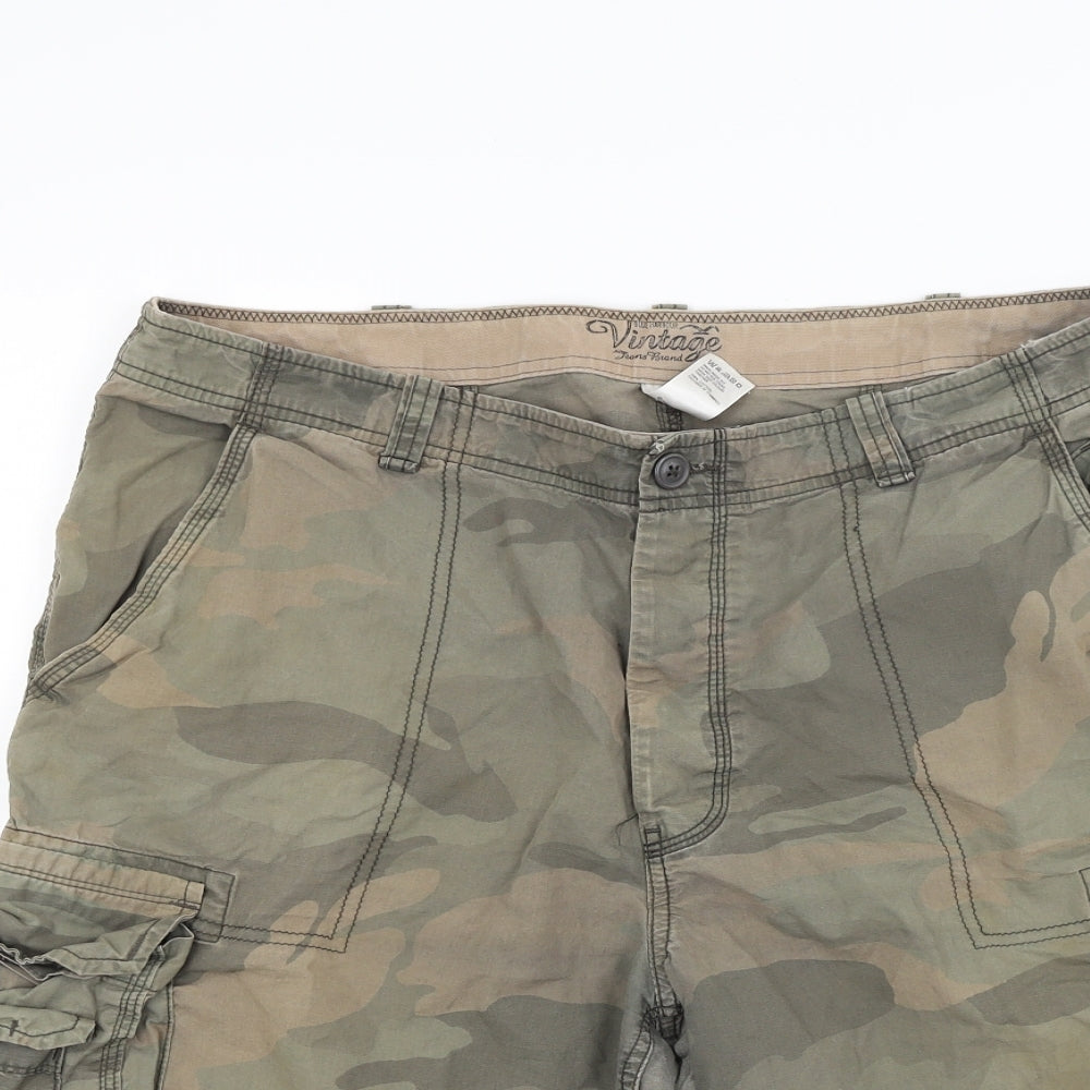 Marks and Spencer Mens Green Camouflage  Cargo Shorts Size 36