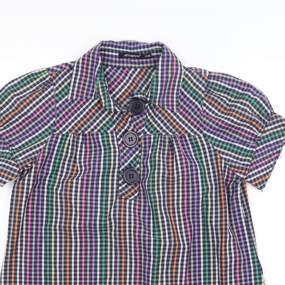 Atmosphere Womens Multicoloured Check  Tunic Blouse Size 12