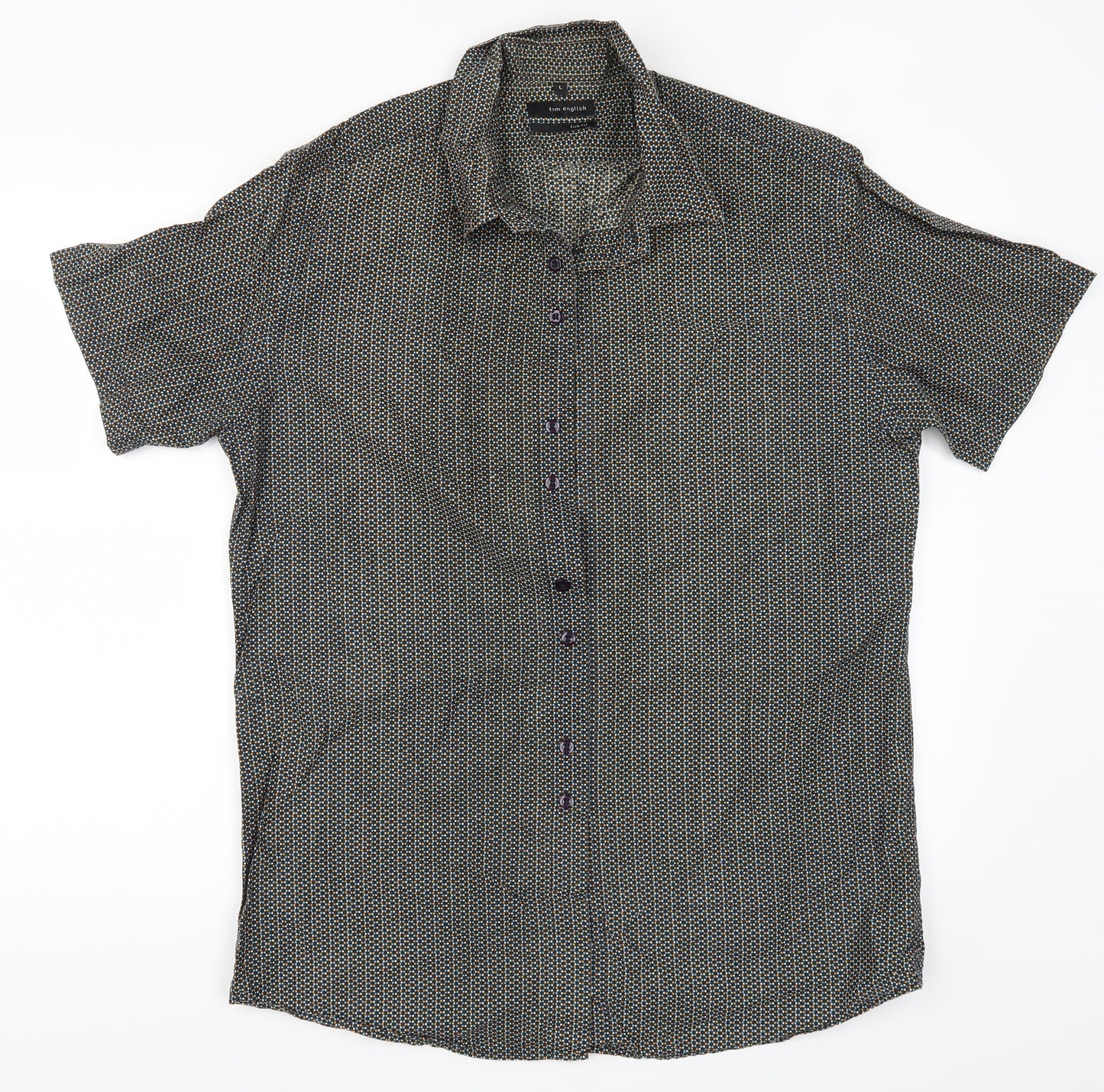 Tom English Mens Multicoloured Geometric   Button-Up Size L