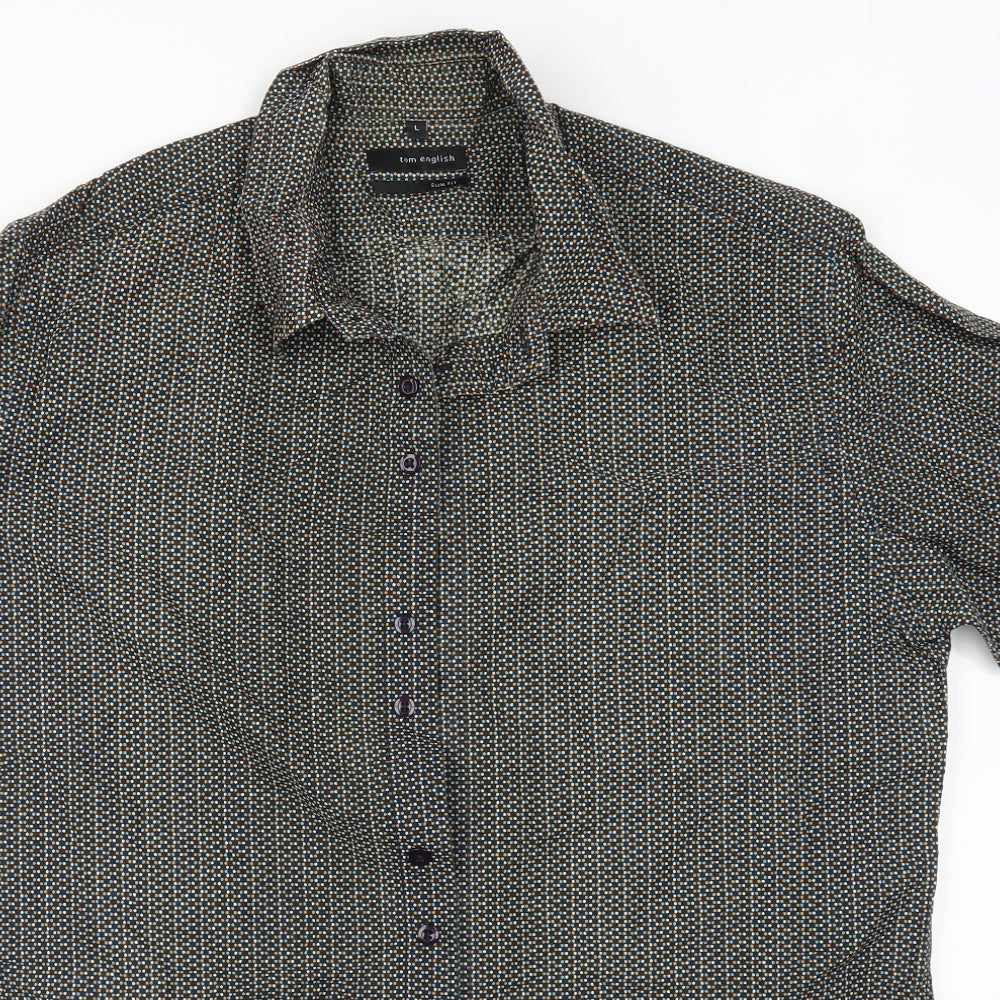 Tom English Mens Multicoloured Geometric   Button-Up Size L