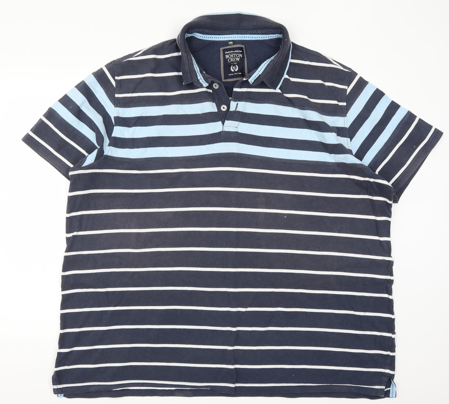 Boston Crew Mens Blue Striped   Polo Size 3XL