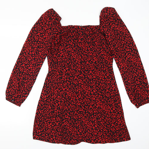 Bershka Womens Red Animal Print  A-Line  Size L