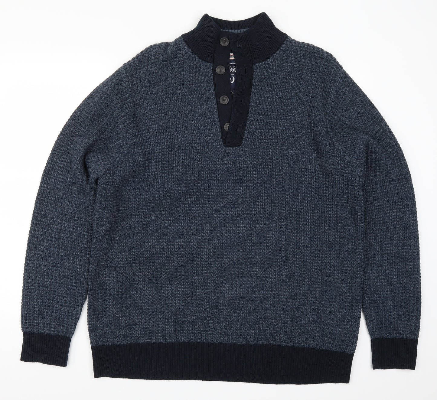 Boston Crew Mens Blue   Henley Jumper Size XL