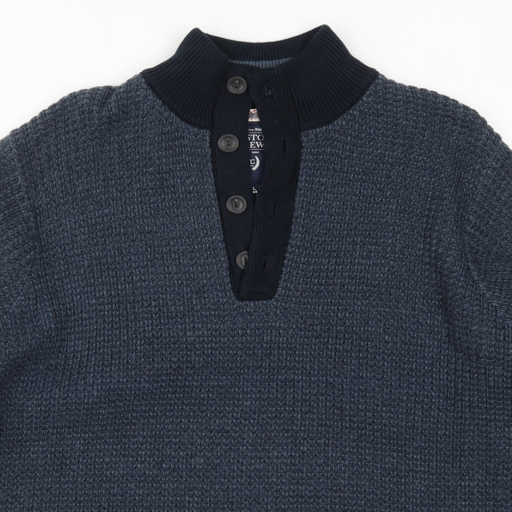 Boston Crew Mens Blue   Henley Jumper Size XL