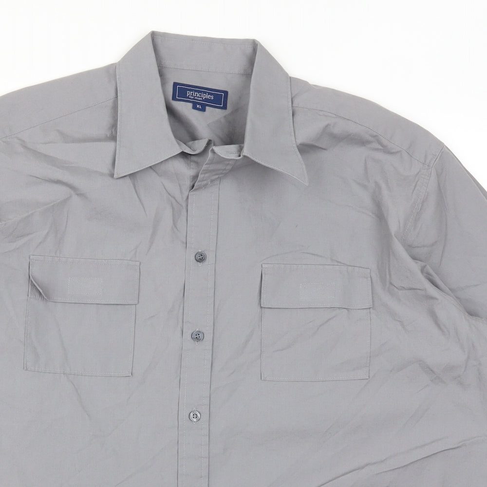 Principles Mens Grey    Button-Up Size XL