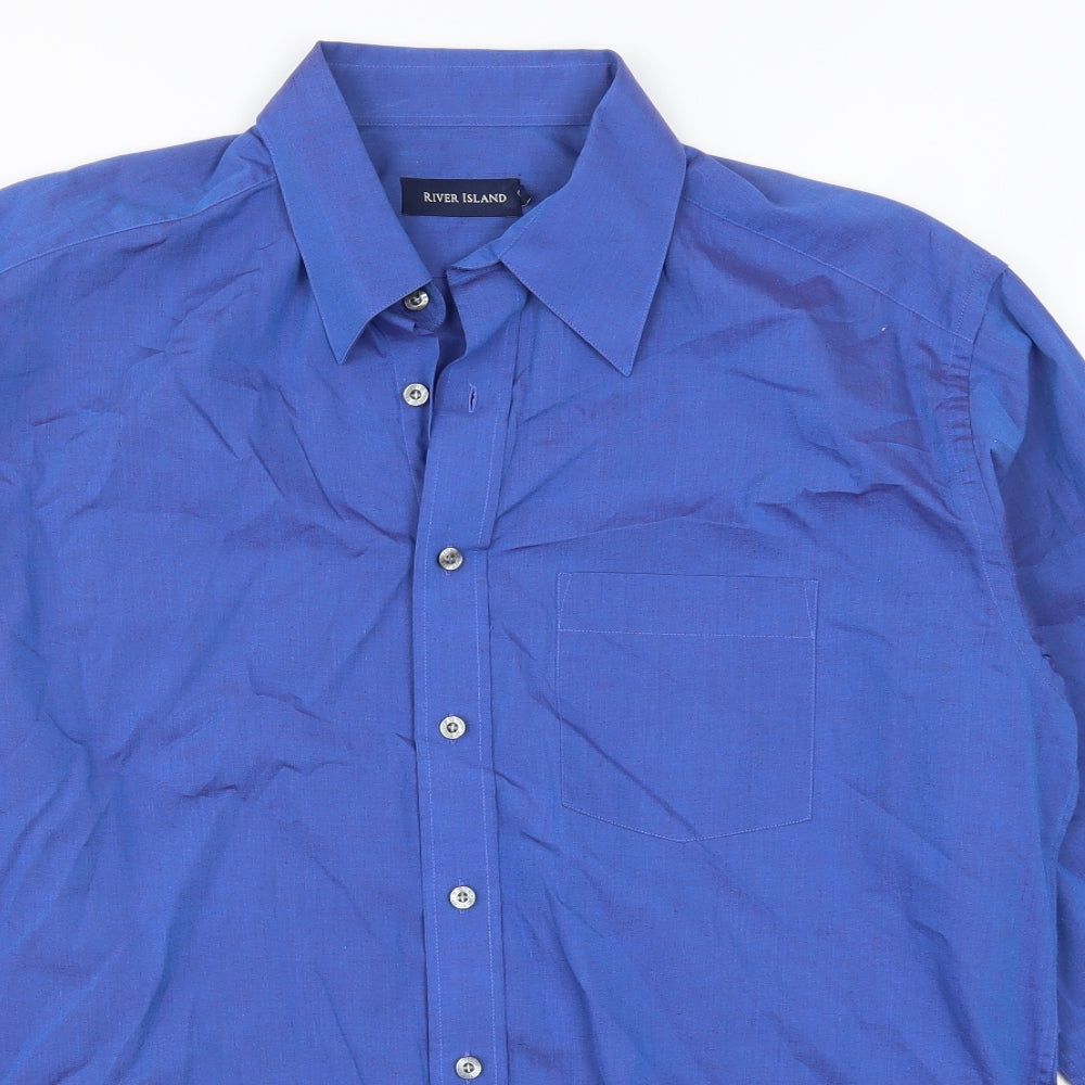 River Island Mens Blue    Dress Shirt Size 17