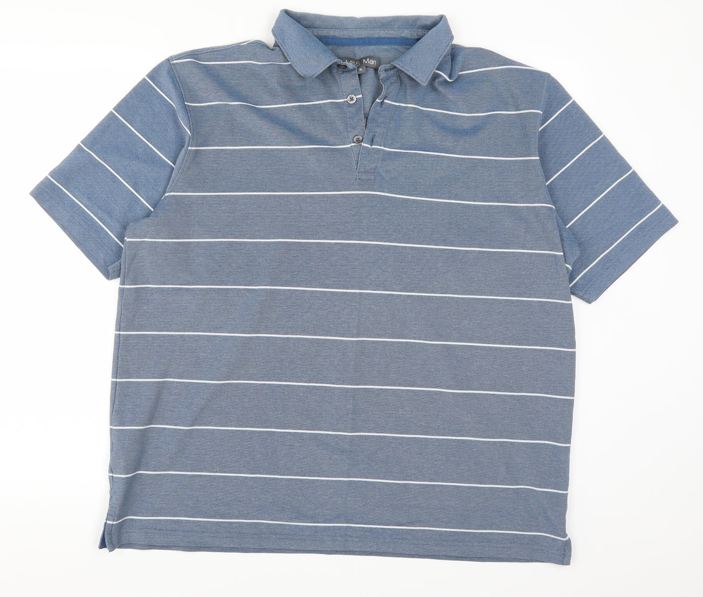 Marks and Spencer Mens Blue Striped   Polo Size XL