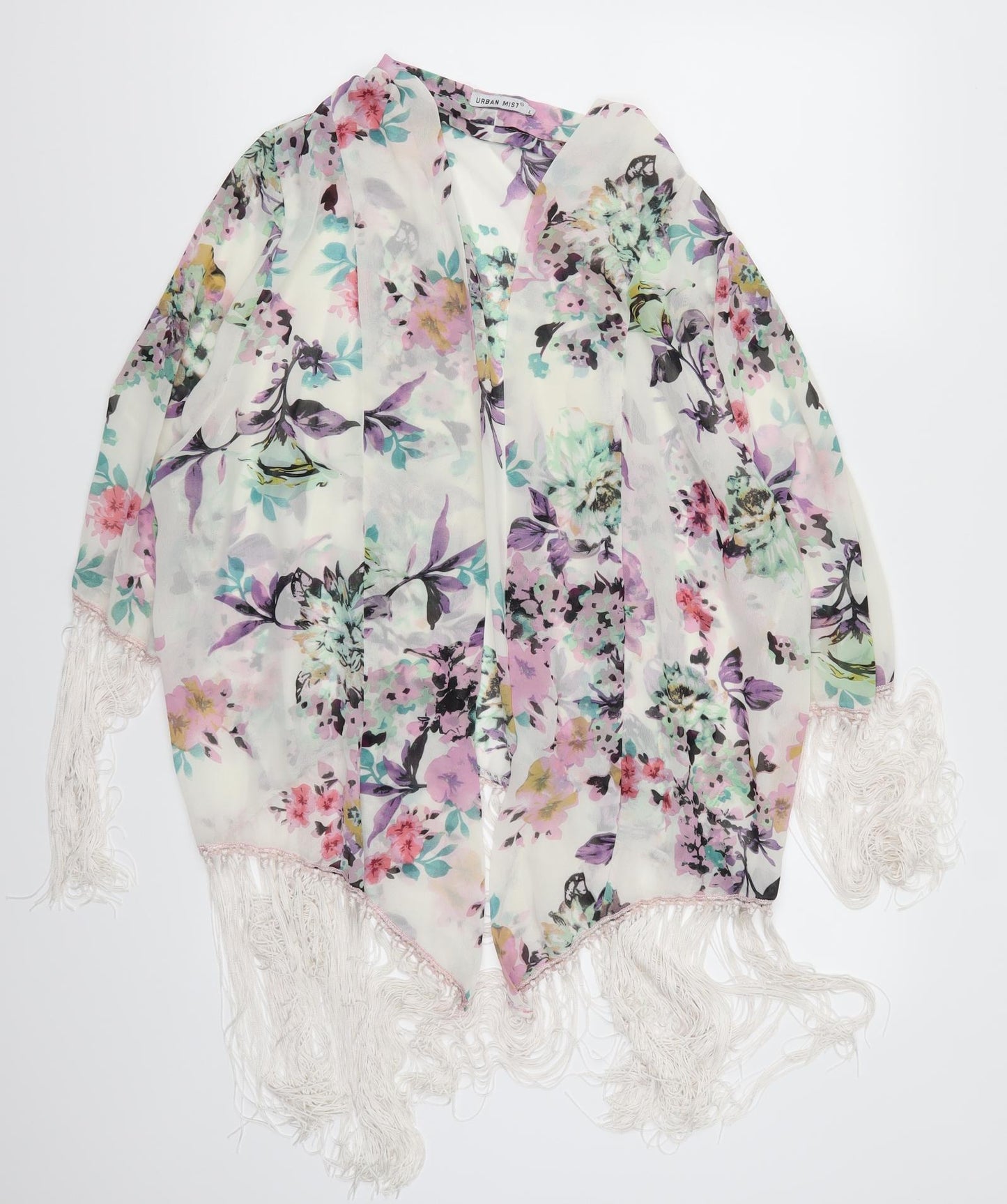 Urban Mist Womens Purple Floral  Kimono Jacket Size L