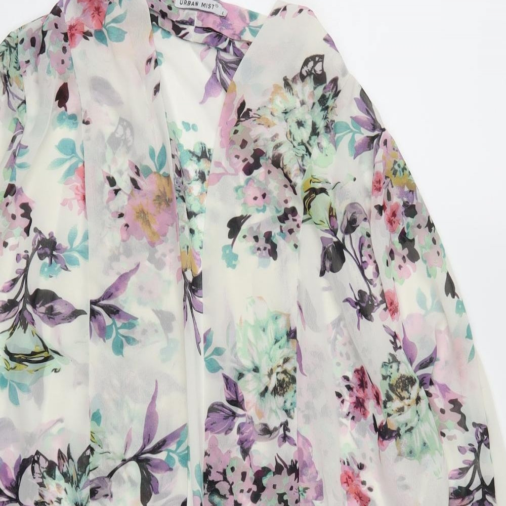 Urban Mist Womens Purple Floral  Kimono Jacket Size L