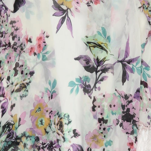 Urban Mist Womens Purple Floral  Kimono Jacket Size L