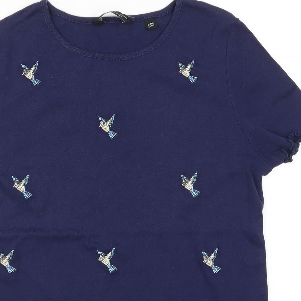 Dorothy Perkins Womens Blue   Basic T-Shirt Size 16  - Bird Print
