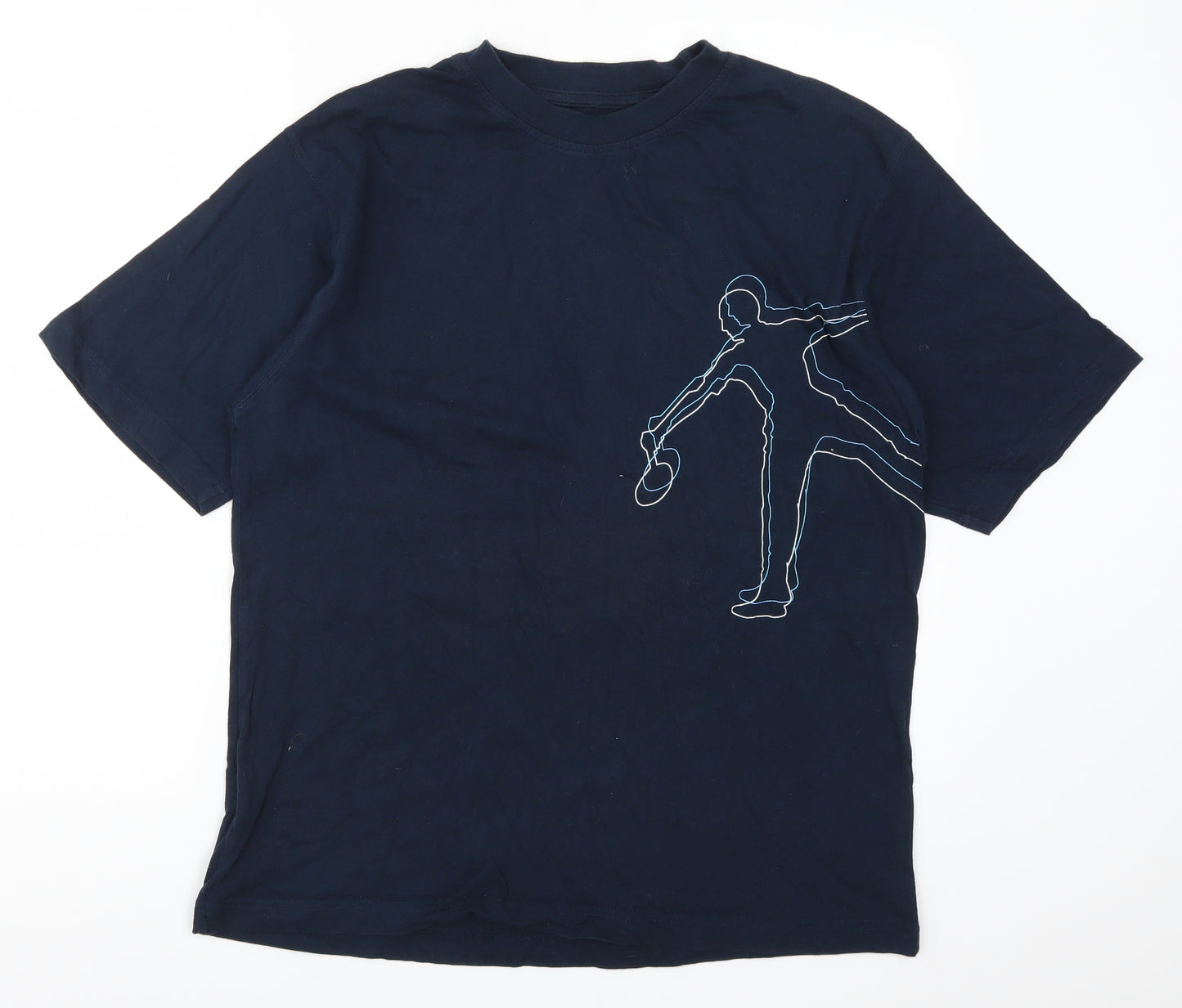 Fred Perry Mens Blue    T-Shirt Size L  - Table Tennis