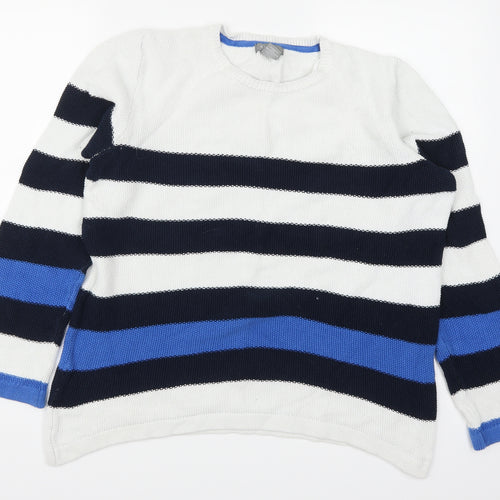Kenar Womens Blue Striped  Pullover Jumper Size XL
