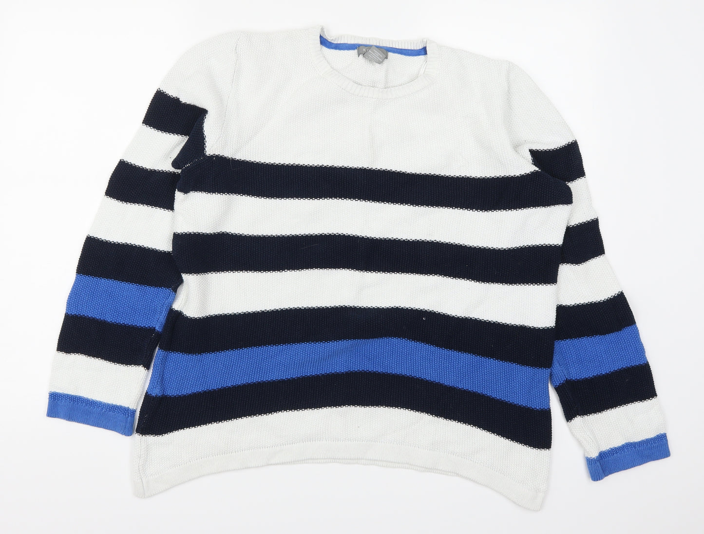 Kenar Womens Blue Striped  Pullover Jumper Size XL