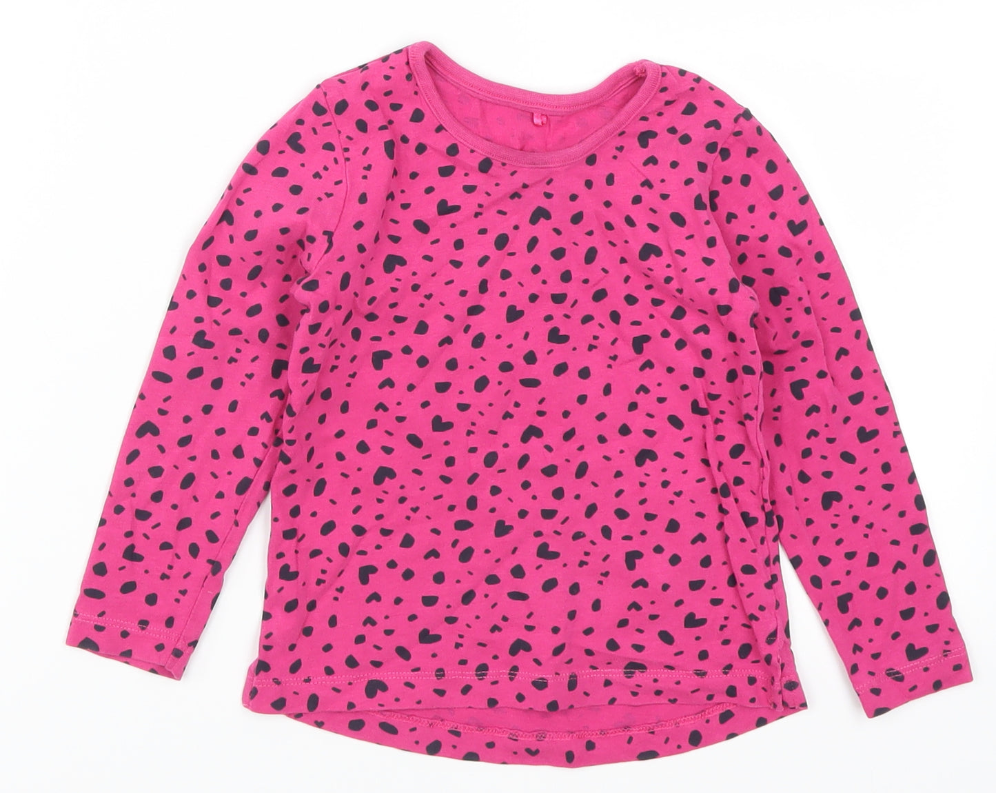 George Girls Pink   Basic T-Shirt Size 2-3 Years  - Hearts and Spots