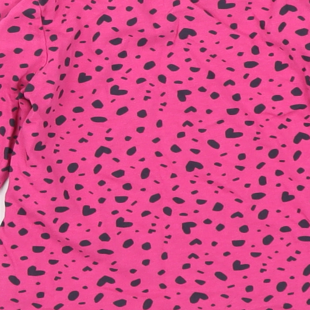 George Girls Pink   Basic T-Shirt Size 2-3 Years  - Hearts and Spots