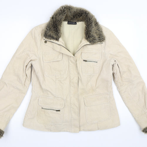 Principles Womens Beige  Corduroy Jacket Coat Size 14