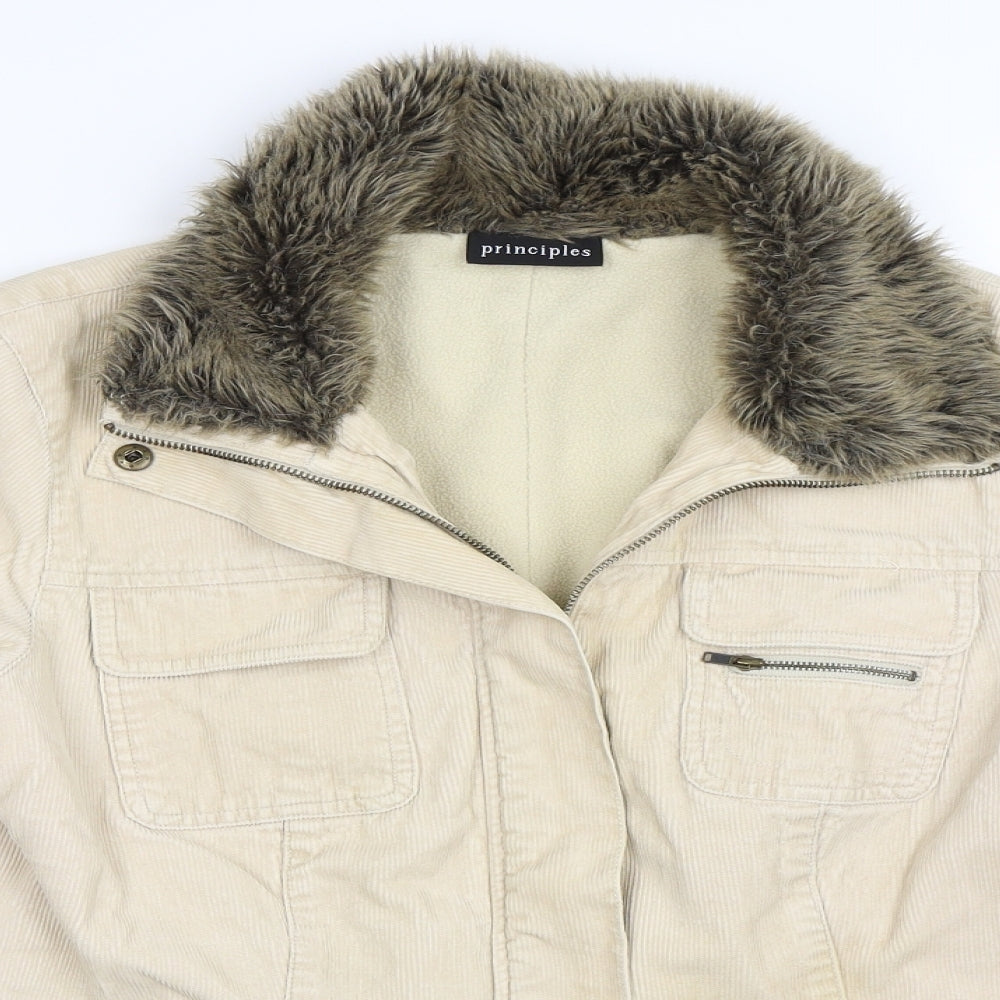 Principles Womens Beige  Corduroy Jacket Coat Size 14