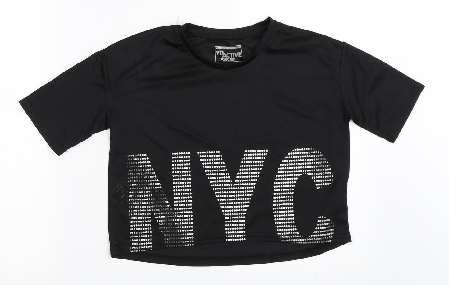Young Dimension Girls Black   Basic T-Shirt Size 11-12 Years  - Activewear Top