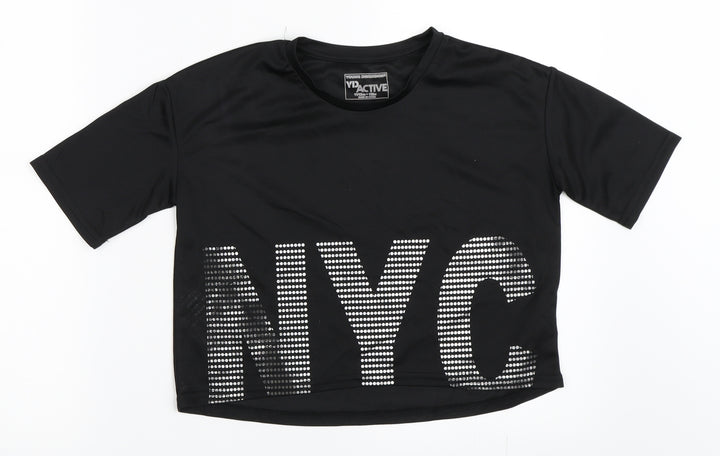 Young Dimension Girls Black   Basic T-Shirt Size 11-12 Years  - Activewear Top