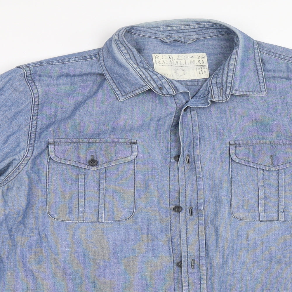 Debenhams Mens Blue  Denim  Button-Up Size M