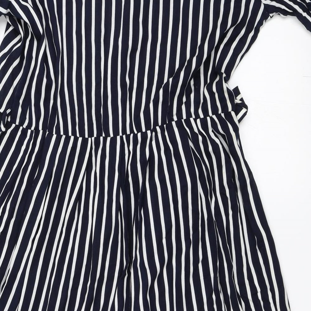 Marks and Spencer Womens Blue Striped  Fit & Flare  Size 16
