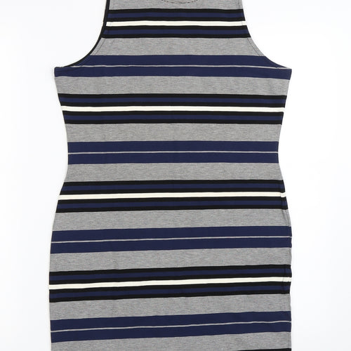 Miss Selfridge Womens Blue Striped  Bodycon  Size 14