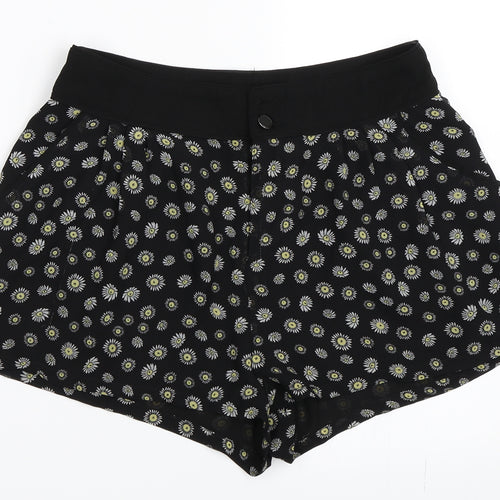 H&M Womens Black Floral  Hot Pants Shorts Size 10