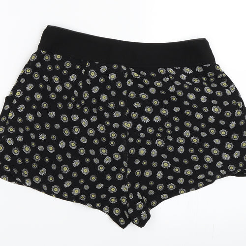 H&M Womens Black Floral  Hot Pants Shorts Size 10