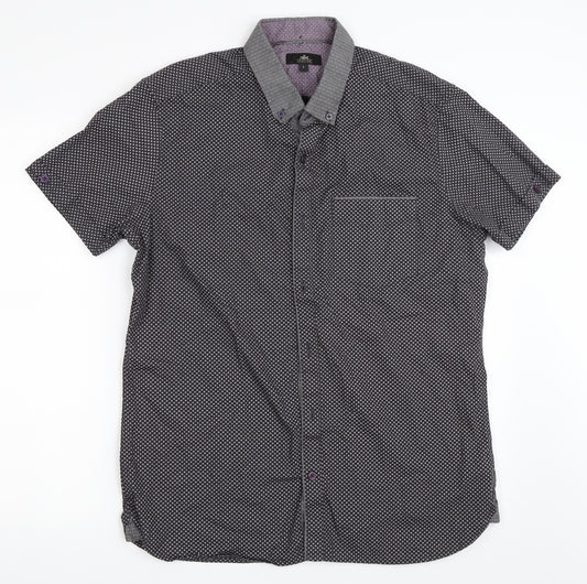 Front view of Next men’s grey button-up, size L