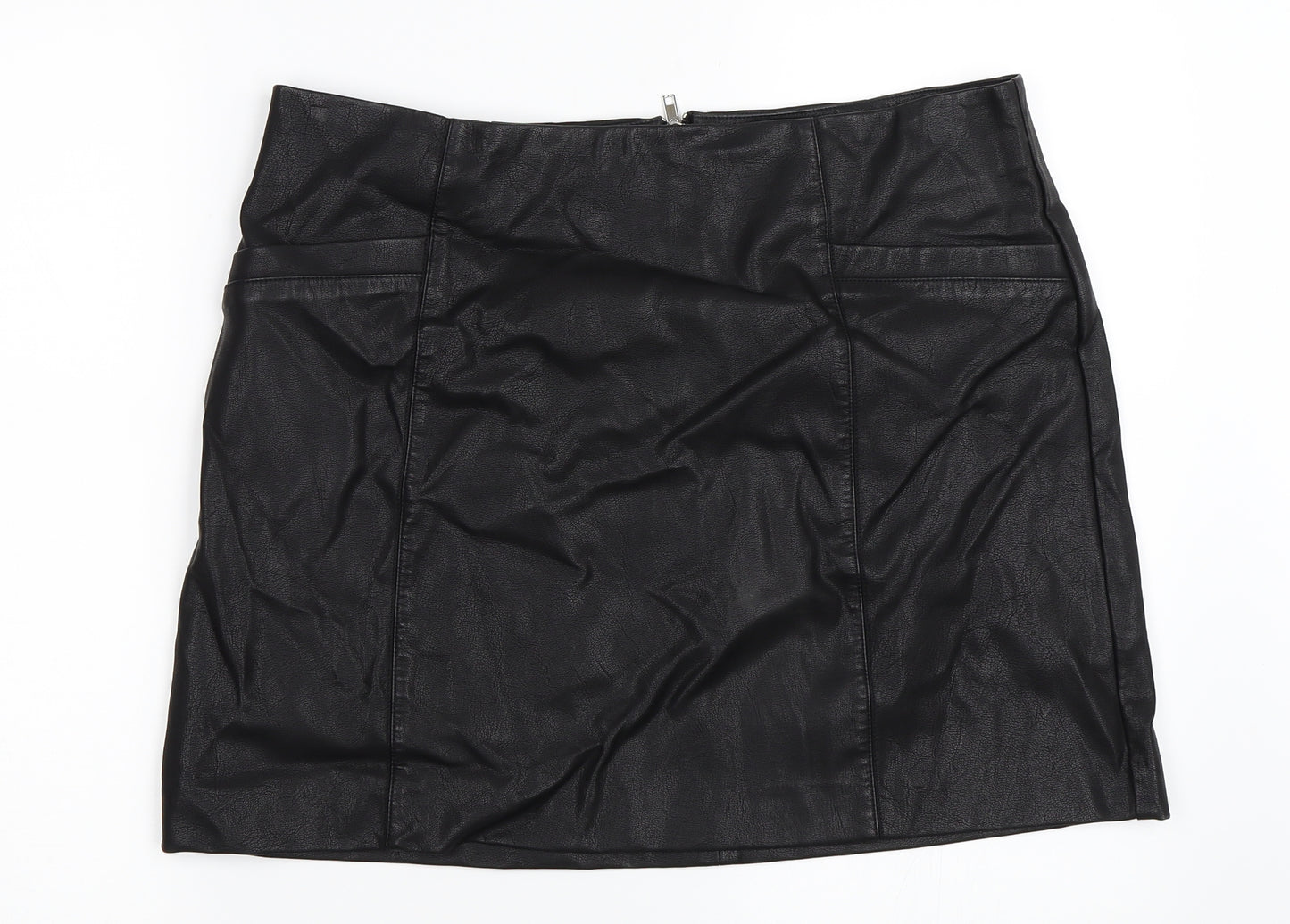 New Look Womens Black   Mini Skirt Size 16  - faux leather skirt